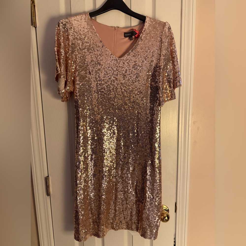 Donna Ricco Rose Gold Sequin Dress